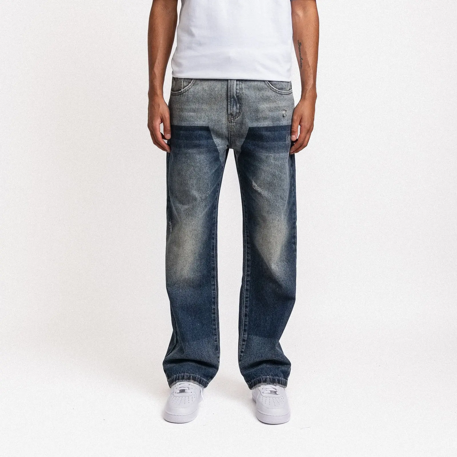Rheborn Carpenter Straight Leg Jeans Washed Blue
