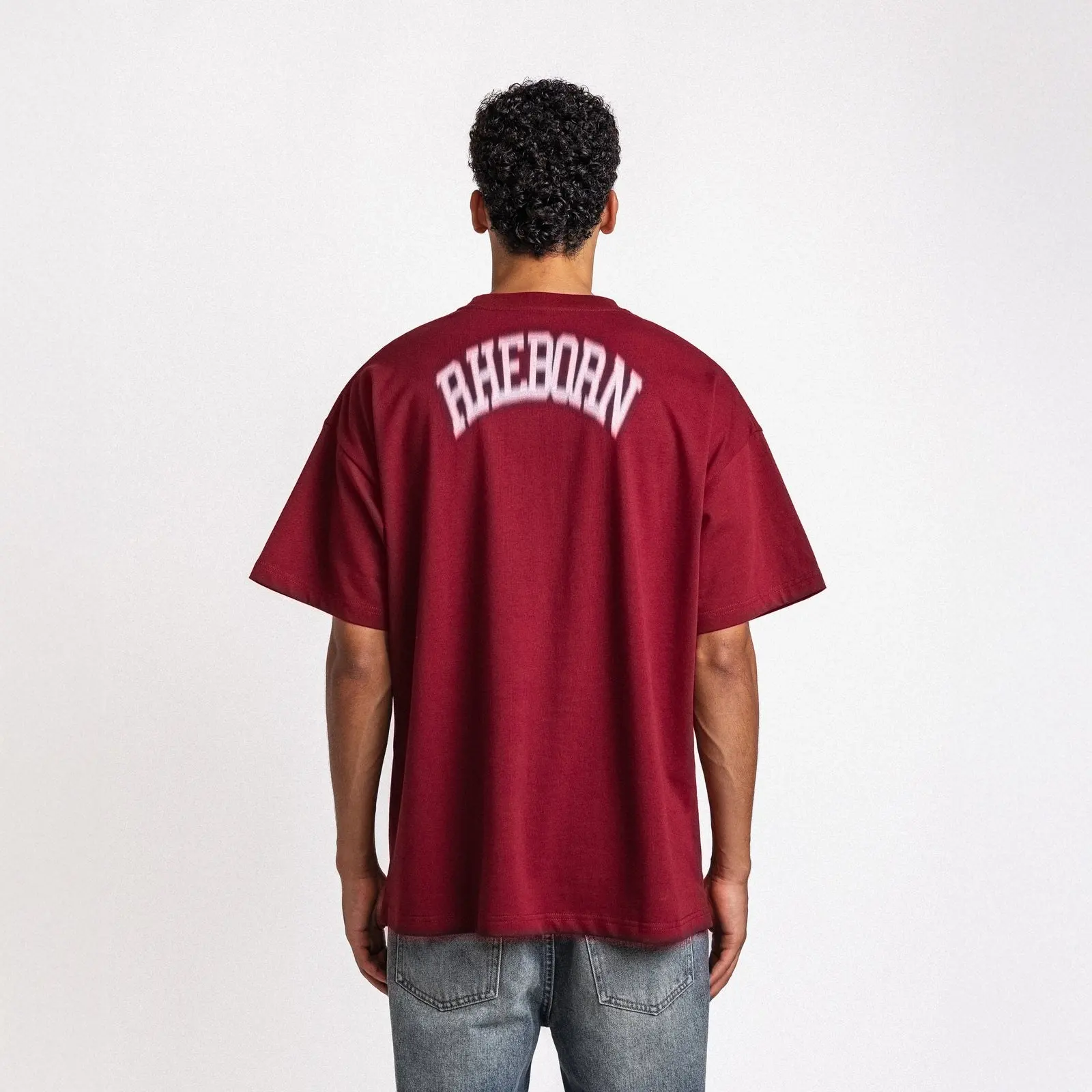 Rheborn Blurry Forever or Never Tee Burgundy White, beeld 3 van 5
