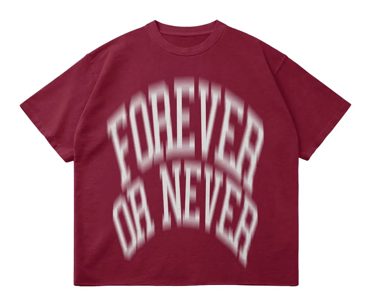 Rheborn Blurry Forever or Never Tee Burgundy White, beeld 5 van 5